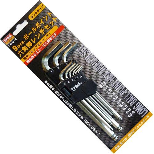三共コーポレーション trad 9pcs. ボールポイント六角棒レンチセット TBM-9 350109 | 