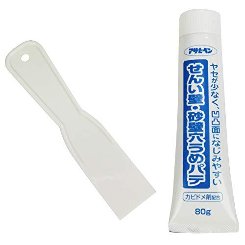アサヒペン 壁紙用 せんい壁砂壁穴うめパテ 80g No.735 ヘラ付き 軽量 ヤセが少ない 凹凸面になじみやすい 速乾性 水性タイプ 日本製 | 