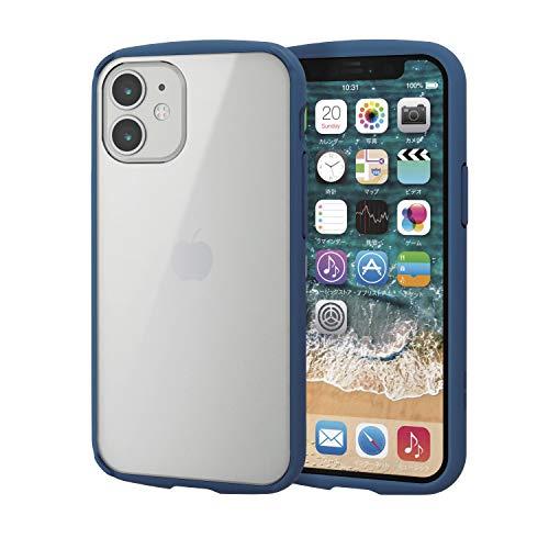 エレコム iPhone 12 mini ケース Qi充電対応 ハイブリッド 耐衝撃 TOUGHSLIM LITE フレームカラー ネイビー PM | 