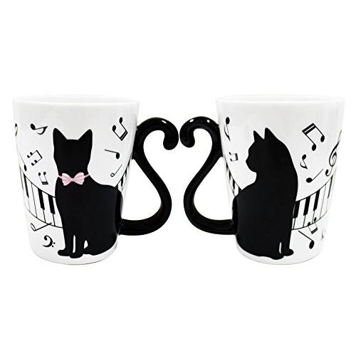 アルタ マグカップ ツインマグ 黒猫 陶器製 電子レンジ対応 300ml ペア AR0604101 | 