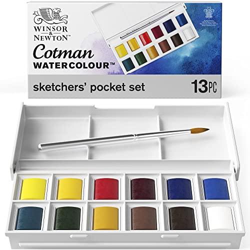 Winsor & Newton ウィンザー&ニュートン 水彩絵具 コットマン ウォーターカラー スケッチャーズポケットセット ハーフパン 12色 | 