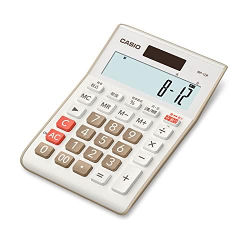 CASIO(カシオ) 余り計算電卓 12桁 日数&時間計算 ミニジャストタイプ ベージュ MP-12R-BE-N エコマーク認定 | 