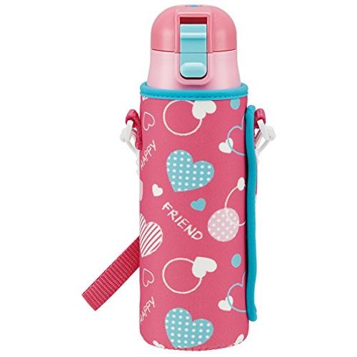 スケーター(Skater) 直飲み ステンレス 水筒 470ml ボトルカバー付き ハート 水玉 女の子 KSDC4-A | 