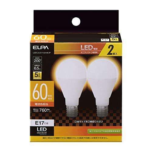 エルパ(ELPA) LED電球ミニクリプトン形 E17 電球色相当 屋内用 2個入 LDA7L-G-E17-G4106-2P | 
