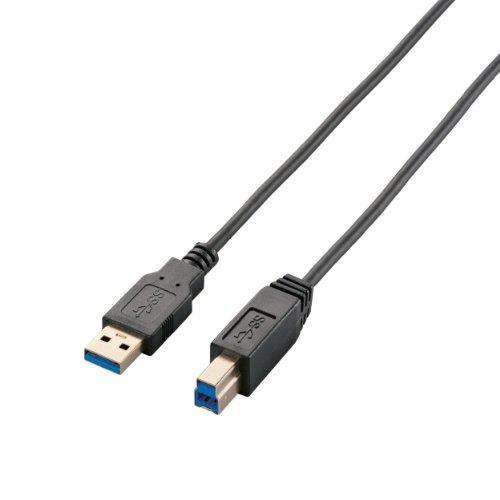 エレコム USBケーブル B USB3.0 (USB A オス to USB B オス) スリム 1.5m ブラック USB3-ABX15BK | 