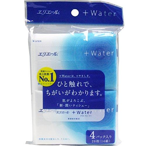エリエール　＋Ｗａｔｅｒ（プラスウォーター）ティシュー　２８枚（１４組）×４個パック | 