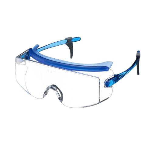 山本光学 保護めがね SN-737 メガネの上からかけられる クリスタルブルー キズに強い くもり止め 日本製 JIS規格品 紫外線カット | 