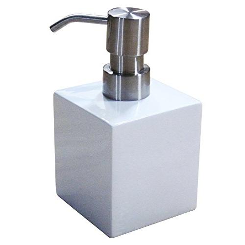 センコー ホワイトキューブ 陶器製 ソープボトル 約7.4×7.4×高13.9cm 容量約 270ml ホワイト 陶器 汚れにくい 清潔感 54 | 