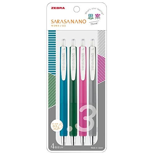 ゼブラ(ZEBRA) ジェルボールペン サラサナノ 0.3mm 4色セット 思案 JJH72-4C-SI | 