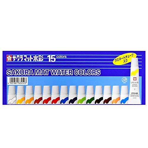サクラクレパス 絵の具 マット水彩 ラミネートチューブ 15色セット EMW15 | 