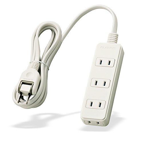 エレコム 電源タップ ほこり防止シャッター 4個口 2m ホワイト T-ST02N-2420WH | 