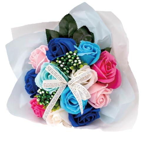 ポピー名古屋 ソープフラワー シャボンフラワー 造花 ギフト プレゼント 12輪ブーケ バラ 花束 約26cm クリアバッグ付き SBL-11 | 