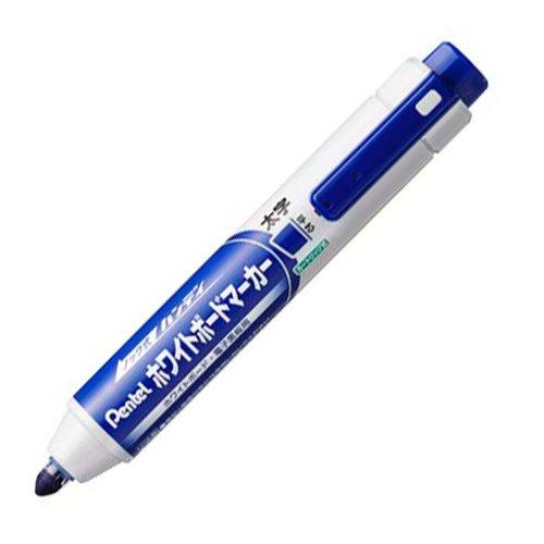 ぺんてる ノック式ハンディホワイトボードマーカー 平芯・太字 青インキ MWXN6M-C 10本入り | 