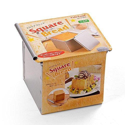 タイガークラウン パン型 シルバー 95×95×95mm スクエアブレッド型 0.5斤 スチール アルミメッキ スライド蓋 2382 | 