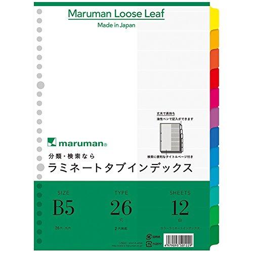 マルマン インデックス B5 26穴 (2穴対応) インデックスシート 12山 1組 10冊 LT5012 | 