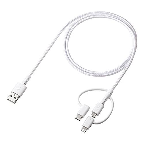サンワサプライ(Sanwa Supply) ライトニング・Type-C・microUSB 3in1 ケーブル KB-IPLTCM10 | 