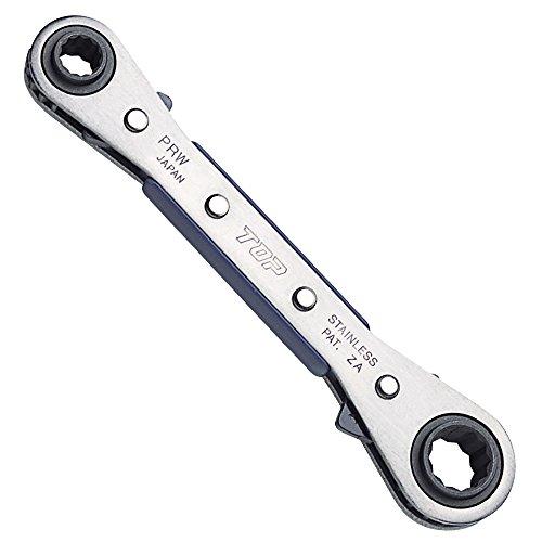 トップ工業 (TOP) 4サイズ板ラチェットレンチ 19x21mm 22x24mm 20°送り 12角 ステンレス製 PRW-7 燕三条 日本製 | 