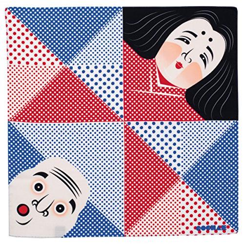 むす美 風呂敷 ふろしき 48cm 福コチャエ おかめ・ひょっとこ (ブルー) 20464-102 | 