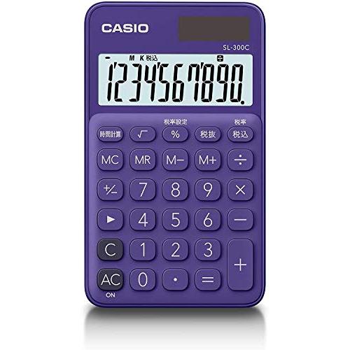 カシオ カラフル電卓 パープル 10桁 手帳タイプ SL-300C-PL-N | 