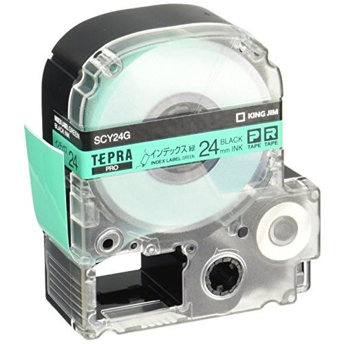 キングジム 純正 テプラPROテープカートリッジ インデックスラベル 24mm 緑ラベル/黒文字 長さ8m SCY24G | 