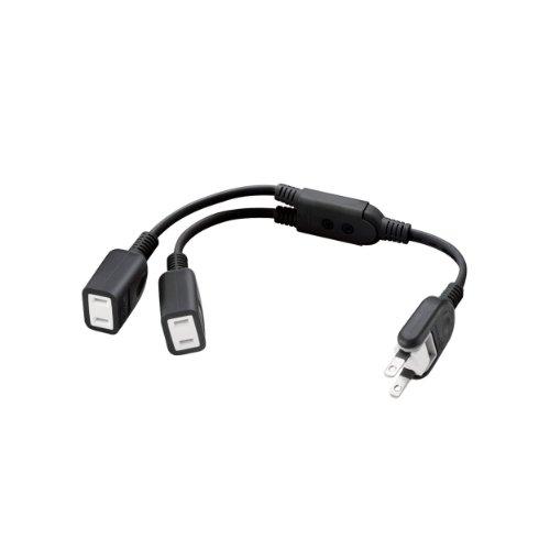 エレコム 電源タップ 0.2m ACアダプタ用電源延長コード 2個口 スイングプラグ ブラック T-ADR3BK | 