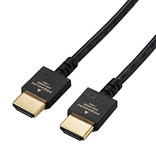 エレコム(ELECOM) HDMI ケーブル 2ｍ プレミアム 4K 2K (60P) UltraHD 3DフルHD スリムタイプケーブル ブラ | 