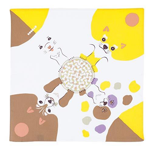 むす美 風呂敷 ふろしき 48cm コチャエ どうぶつ イヌ ベージュ/キイロ 日本製 20473-102 | 