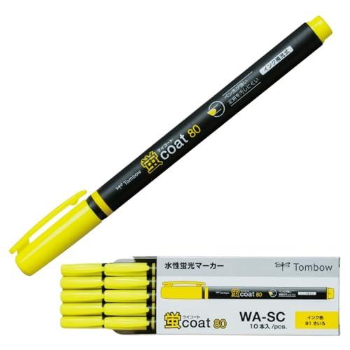 トンボ鉛筆 蛍光ペン 蛍コート80 黄色 (強いペン先 ポリマーコート芯) シングルタイプ 10本 WA-SC91-10P | 