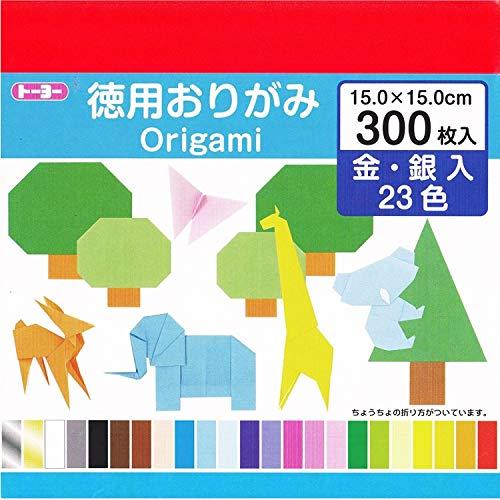 トーヨー 折り紙 徳用おりがみ 15cm角 23色 300枚入 090204 | 