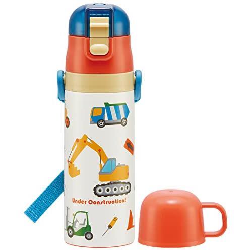 スケーター(Skater) 子供用 ステンレス 水筒 2way 直飲み 470ml コップ飲み 430ml はたらくクルマ 子供に優しい軽量タイ | 
