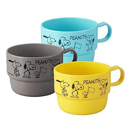 OSK(オーエスケー) スヌーピー プラカップ イエロー ブルー グレー 230ml 3個セット 日本製 食洗機対応 おしゃれ かわいい 抗菌 | 