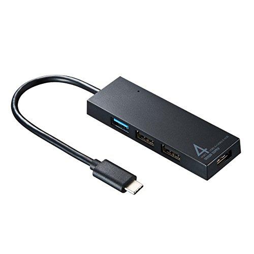 サンワサプライ USB Type-C コンボハブ(4ポート) ブラック USB-3TCH7BK | 