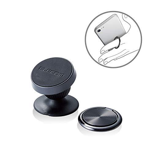 エレコム 車載アクセサリー/スマホマグネットホルダー/テープ貼付/ブラック | 