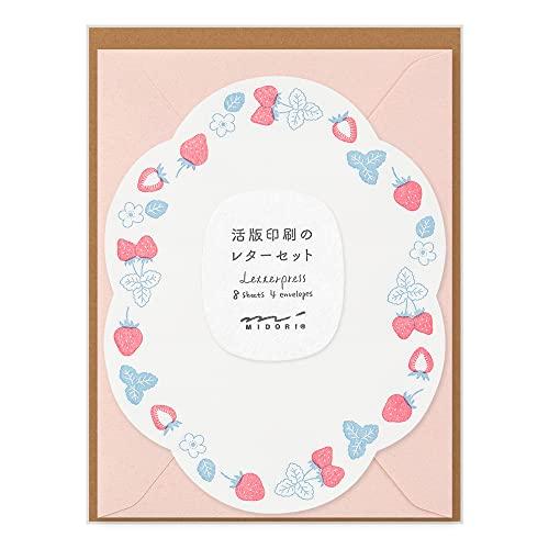 ミドリ レターセット491 活版 ダイカット イチゴ柄 86491006 | 
