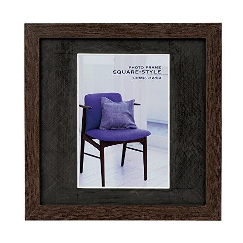 ナカバヤシ 木製スクエアフォトフレーム L判 ブラウン フ-TQW-101-BR | 