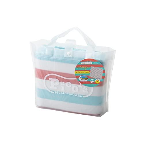 アサヒ興洋 レジャーシート 厚手 4〜5人用 180×180cm 2畳 マリンボーダー柄 エメラルドグリーン 手提げバッグ付き シートピン付き | 