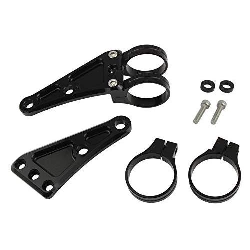 ポッシュフェイス(POSH FAITH) バイク用品 マシンドロングヘッドライトステー 2サークルクランプタイプ フォーク径43mm ブラック | 