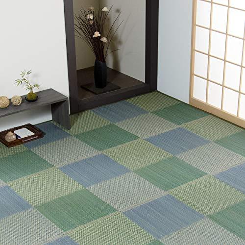 イケヒコ・コーポレーション い草花ござカーペット ラグ 『ピーア』 ブルー 江戸間4.5畳(約261×261cm) 4323704 | 