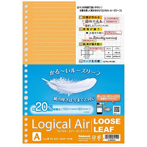 ナカバヤシ ノート ロジカル・エアー ルーズリーフ A罫 100枚 B5 LL-B504A | 