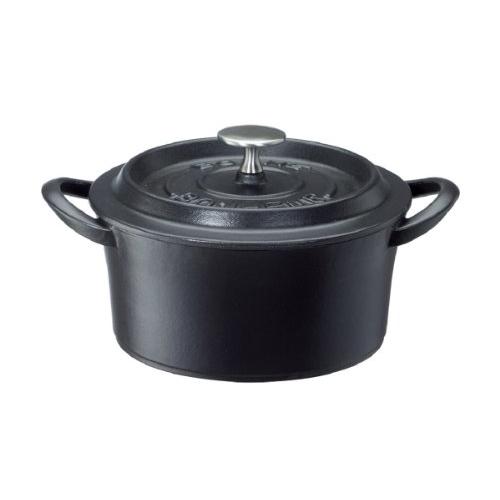 イシガキ 両手鍋 ブラック 18cm ボン・ボネール ココット 鉄鋳物 ガス火 IH 兼用 レシピ付き 無水調理 3619 | 