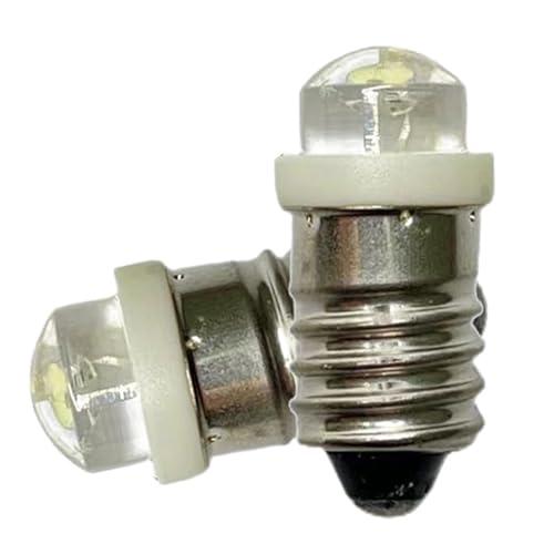 N/D 2個 E10 LED豆電球 高輝度 6000K ホワイト COB 0.5W 3V 螺旋LED懐中電灯アップグレード電球 | 