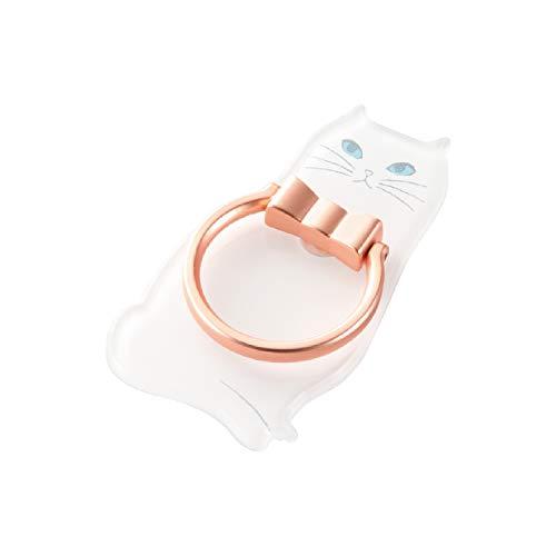 エレコム スマートフォン用ストラップ フィンガーリング アニマル 白ネコ | 