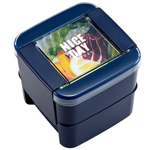 岩崎工業 弁当箱 イージーケア ランチボックス スクエア2段 680ml ネイビー フタ・パッキンが一体で洗いやすい Ag 抗菌 防汚 レンジ対 | 