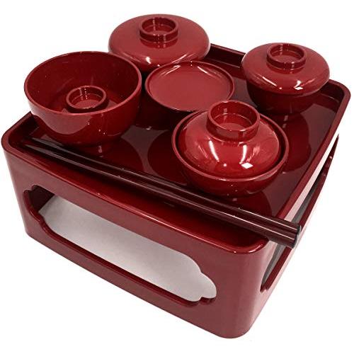 仏具 仏膳 (ご飯入れ) 仏壇お膳 セット お供え膳 仏具 用品 小物 仏器膳 茶碗 箸 セット 5.5寸 朱 国産 日本製 サンメニー | 