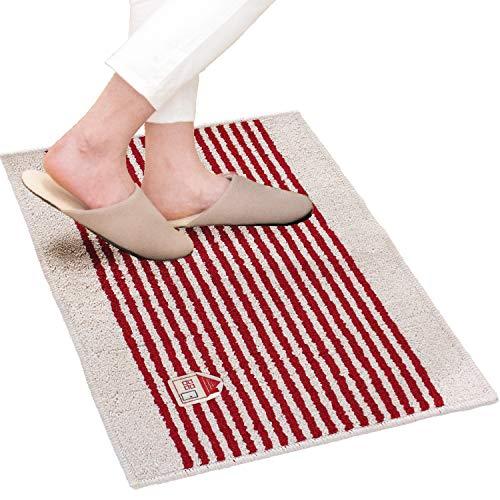 オカ カーサ 洗えるマット レッド 約45cm×60cm (洗える ナチュラル 洗面) | 