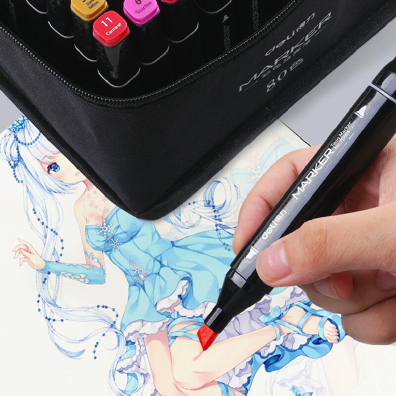 Deli マーカーペン 40色 2種類のペン先 イラストマーカー 油性コミック用 塗り絵 重ね塗りでグラデーションも表現可能 Maker 40 Happeast 通販 Yahoo ショッピング