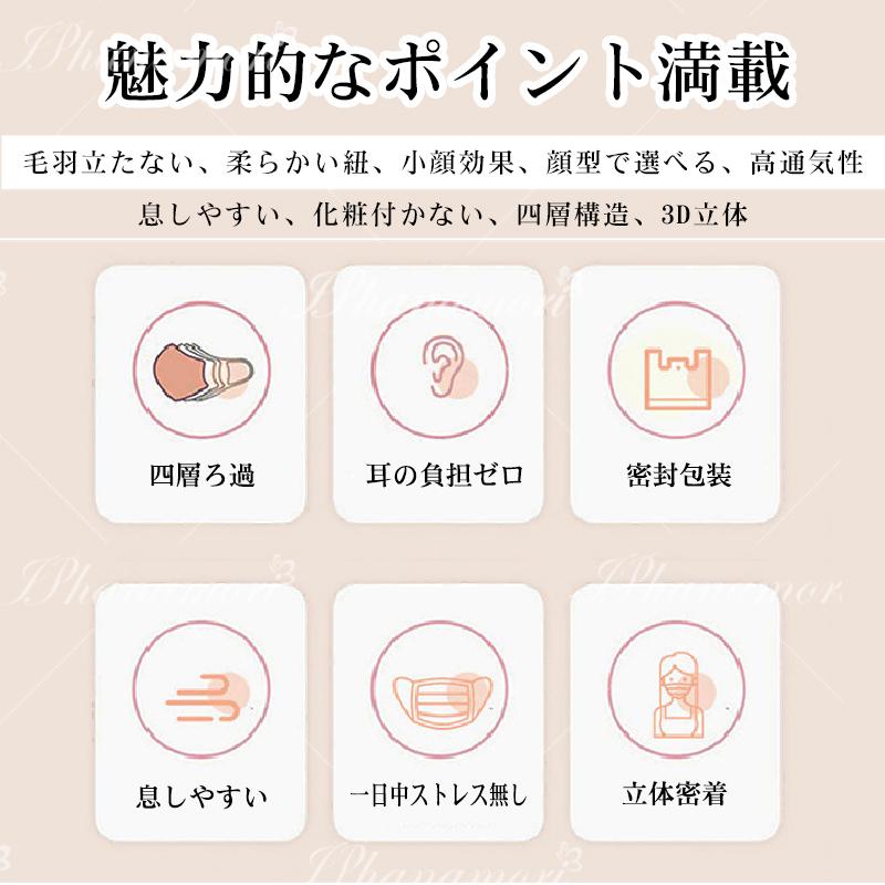 マスク 立体 不織布 55枚 53枚 44枚 バイカラー 小顔 丸顔 丸顔小 面長 3D 4層 冷感 3層 おしゃれ 不織布マスク 立体マスク 3Dマスク 柔らかい 息しやすい 顔型 | ブランド登録なし | 09