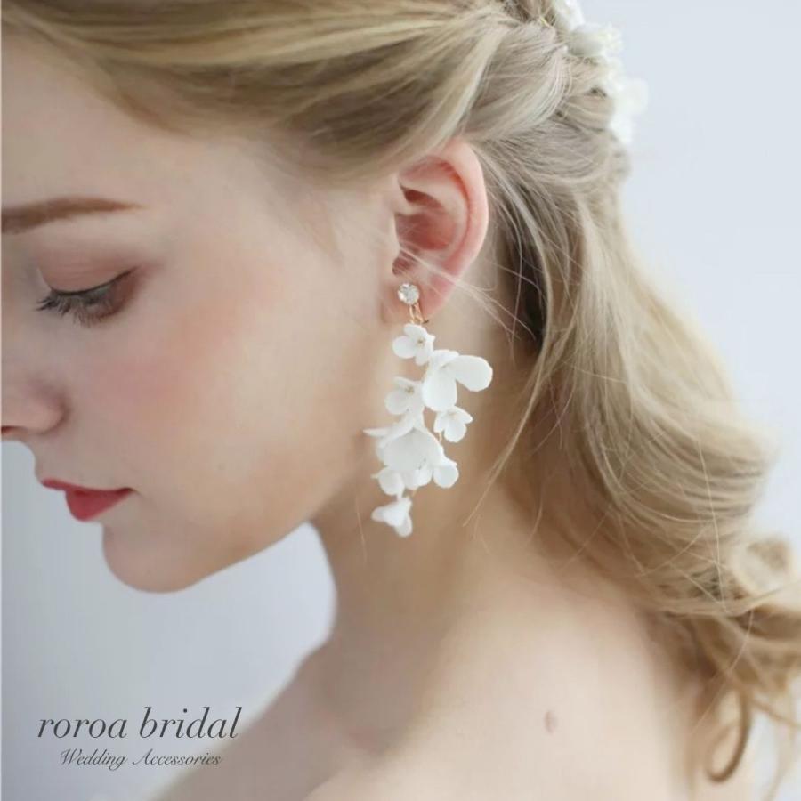 イヤリング ピアス ブライダル ウェディング 結婚式 小枝アクセサリー ブライダルピアス フラワー リーフ ロング 大ぶり 花 ウエディング 前撮り 小枝 15 :p015:roroa 通販 フラワー イヤリング (ピアス) シルバー 結婚式 ウェディング アクセサリー