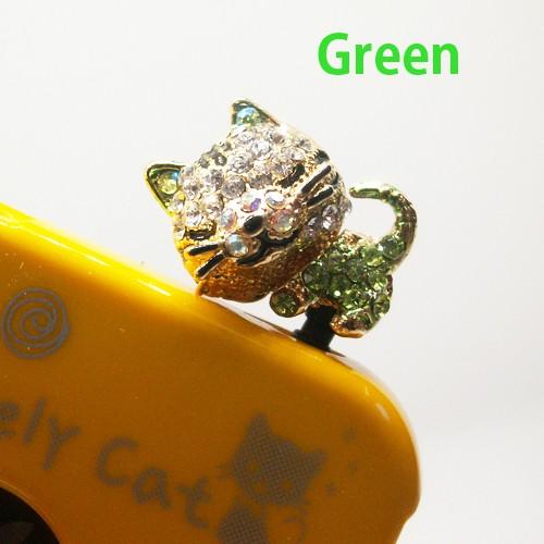 スワロスキーイヤフォンジャックアクセサリー スマホピアス Phone＆スマホ対応  ４色 眠り猫 |  | 04