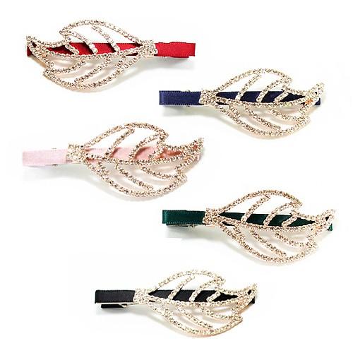 ヘアクセサリー ヘアクリップ スワロスキー パッチン留め くちばしクリップ  リーフのモチーフヘアクリップ　 | SWAROVSKI